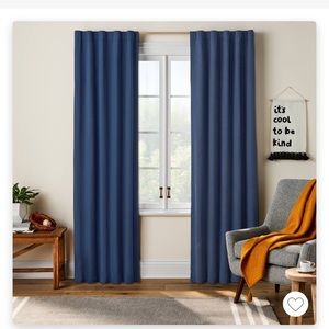 Twill Blackout Curtain Panel Blue Overalls (42"x95") - Pillowfort